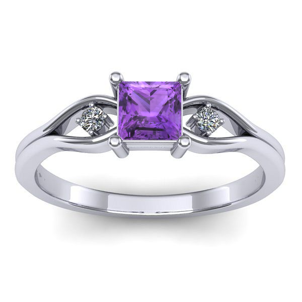 Inel de logodna cu ametist patrat