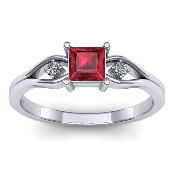 Inel de logodna cu rubin patrat
