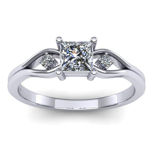 Inel logodna cu safir alb patrat