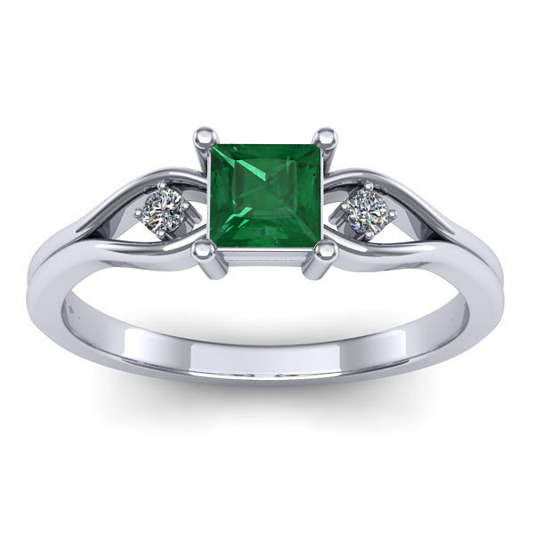 Inel de logodna cu smarald patrat