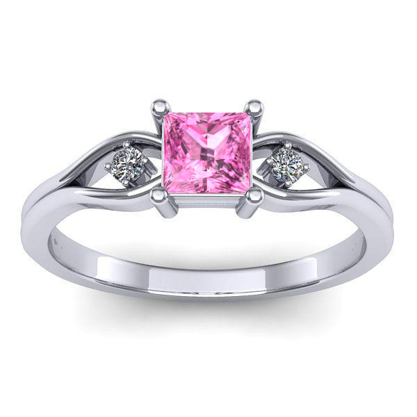 Inel de logodna cu safir roz patrat