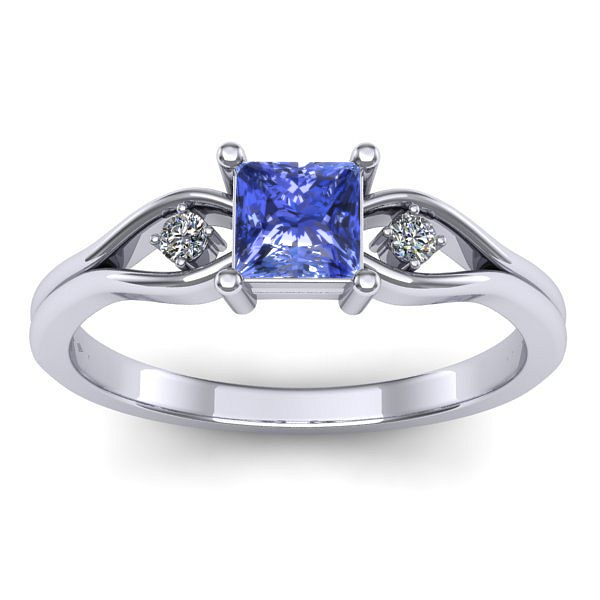 Inel logodna cu tanzanit patrat