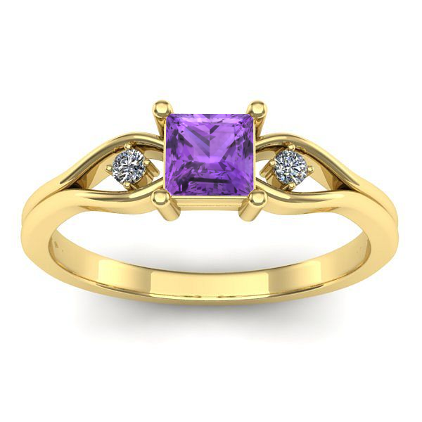 Inel de logodna cu ametist patrat