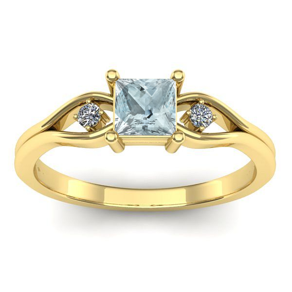 Inel logodna cu aquamarin patrat