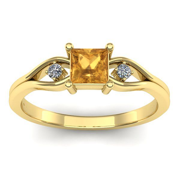 Inel de logodna cu citrin patrat