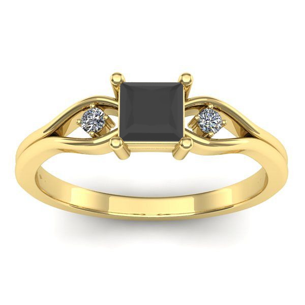 Inel logodna cu diamant negru patrat