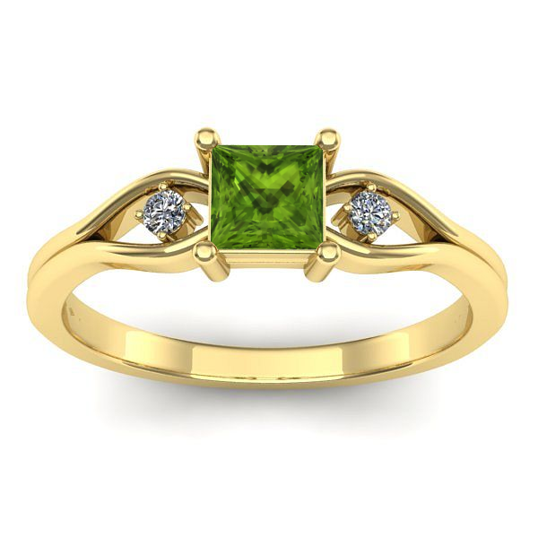 Inel logodna cu peridot patrat