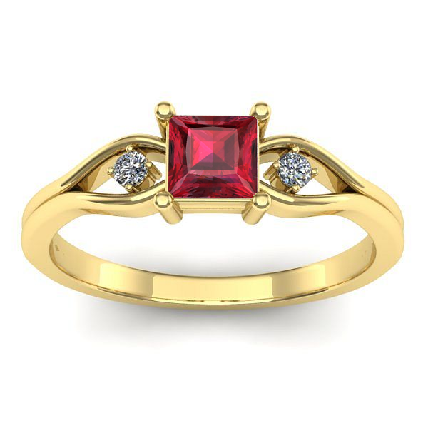 Inel logodna cu rubin patrat