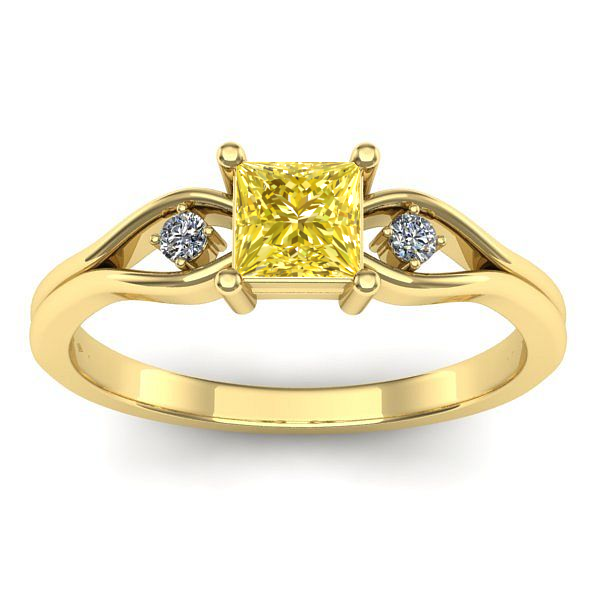 Inel de logodna cu safir galben patrat