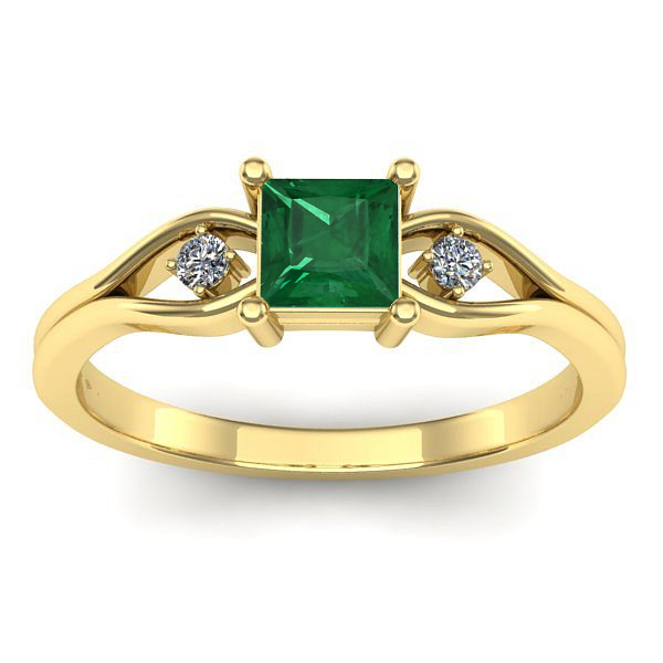 Inel cu smarald patrat