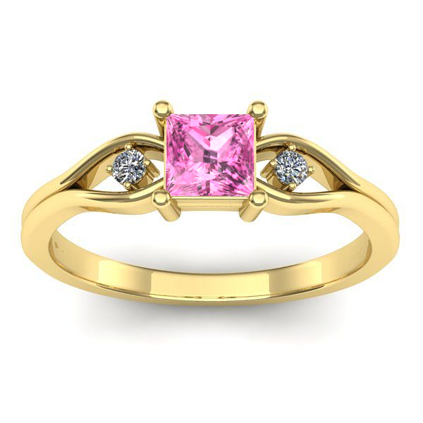 Inel logodna cu safir roz patrat