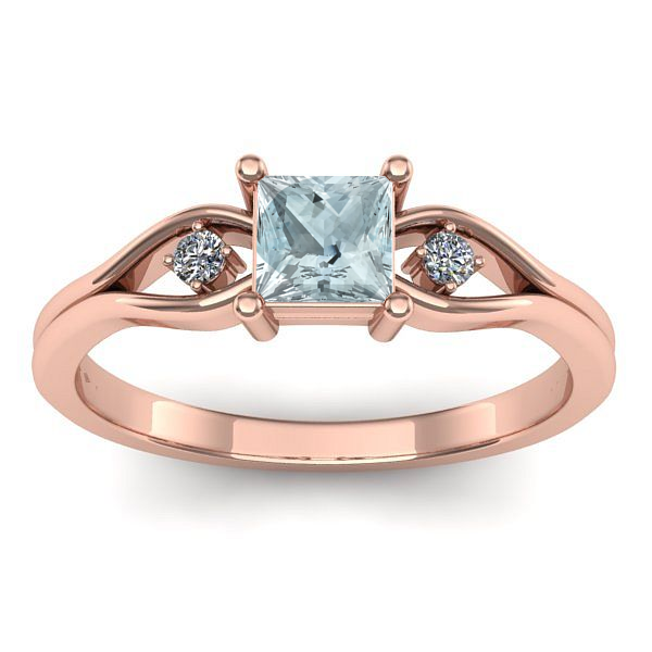 Inel logodna cu aquamarin patrat