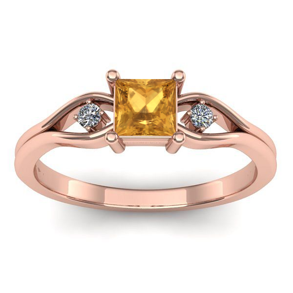 Inel de logodna cu citrin patrat