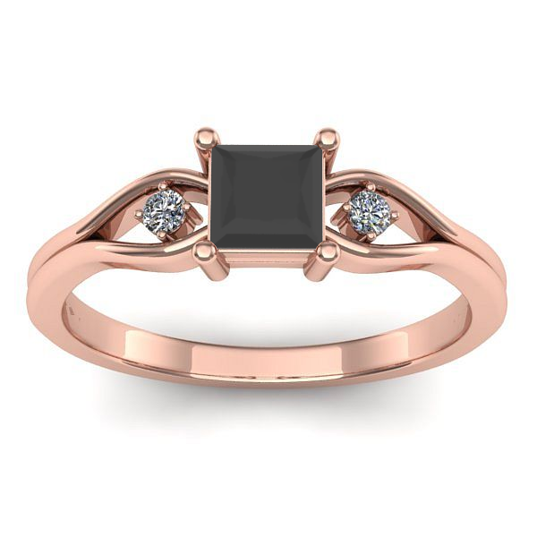 Inel logodna cu diamant negru patrat