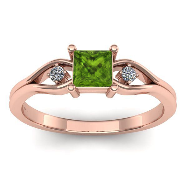 Inel logodna cu peridot patrat