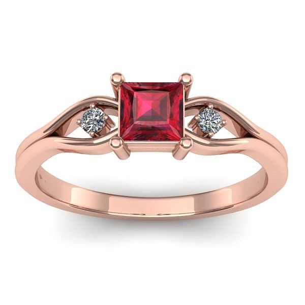 Inel logodna cu rubin patrat