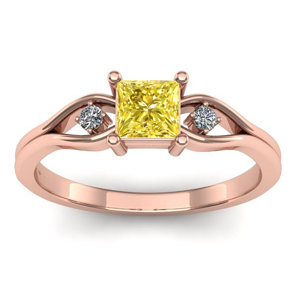 Inel de logodna cu safir galben patrat