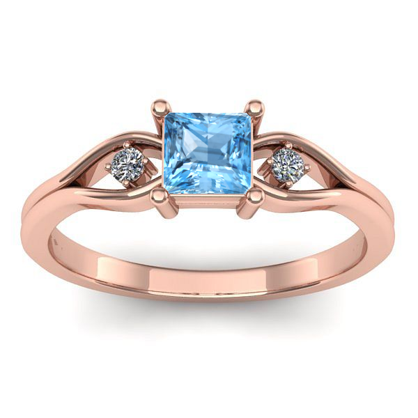 Inel logodna cu topaz blue patrat
