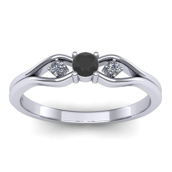 Inel de logodna cu diamant negru rotund