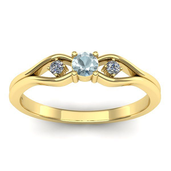 Inel logodna cu aquamarin rotund