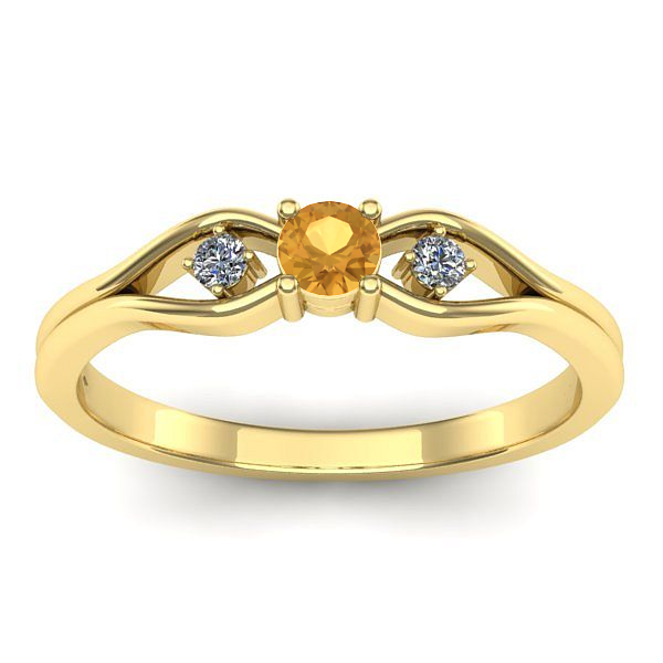 Inel logodna cu citrin rotund