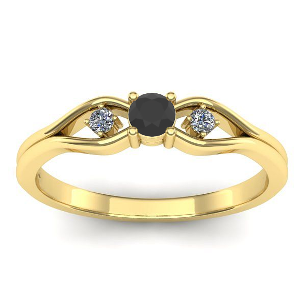 Inel cu diamant negru rotund