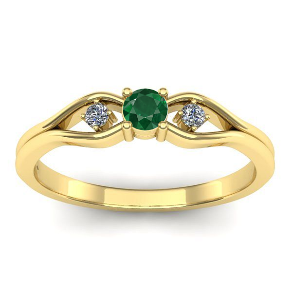 Inel de logodna cu smarald rotund