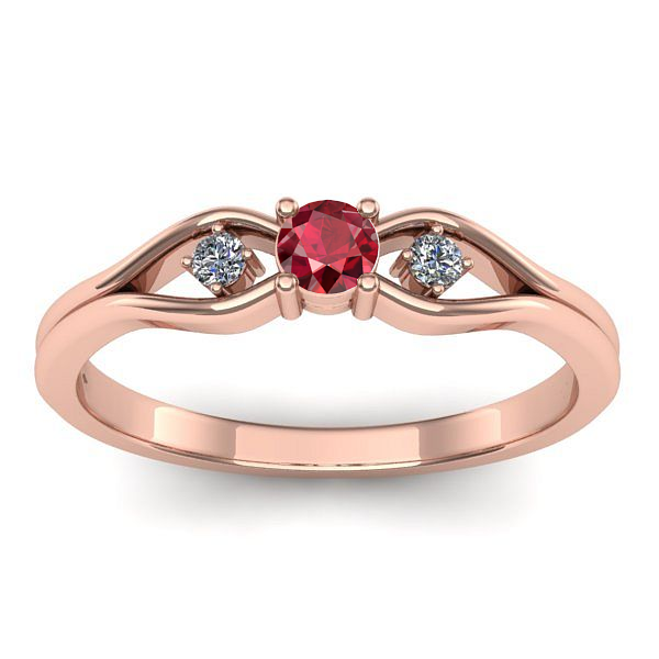 Inel de logodna cu rubin rotund