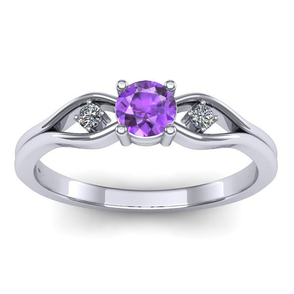Inel de logodna cu ametist rotund