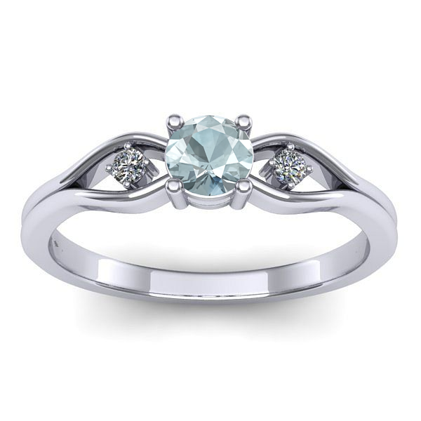 Inel logodna cu aquamarin rotund