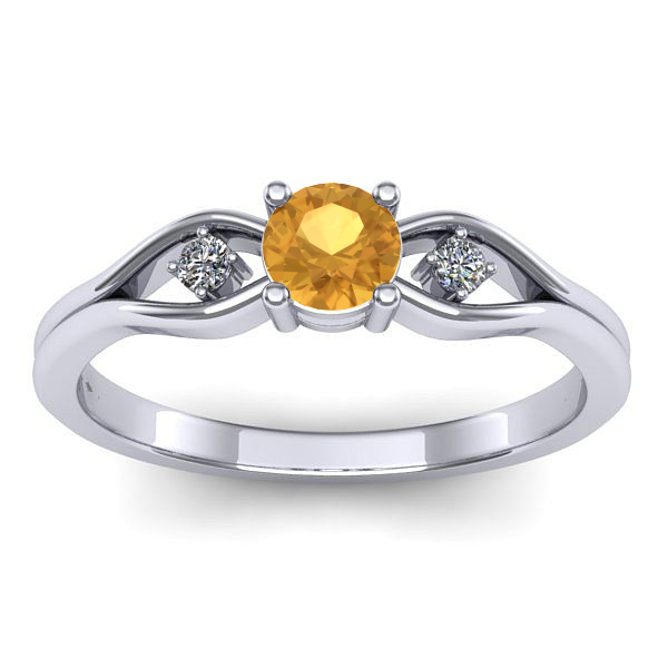 Inel cu citrin rotund