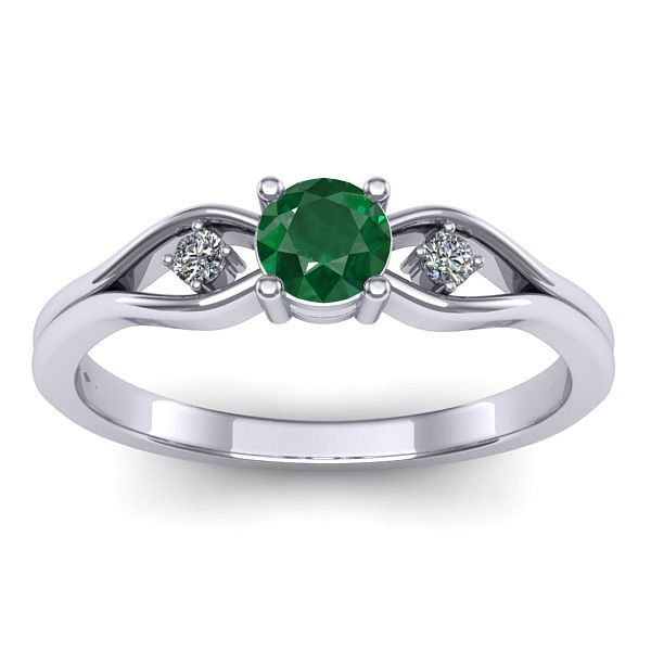 Inel logodna cu smarald rotund