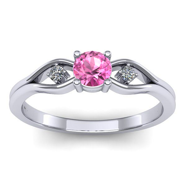 Inel de logodna cu safir roz rotund