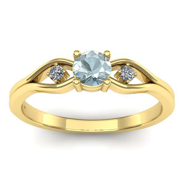 Inel logodna cu aquamarin rotund