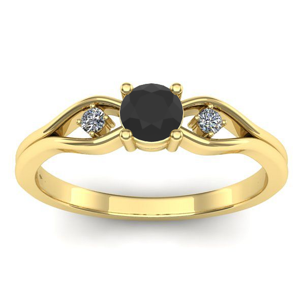 Inel logodna cu diamant negru rotund