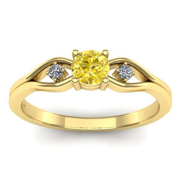 Inel de logodna cu safir galben rotund
