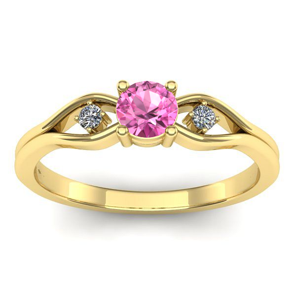 Inel cu safir roz rotund