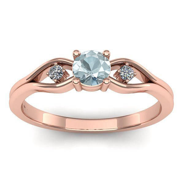 Inel cu aquamarin rotund