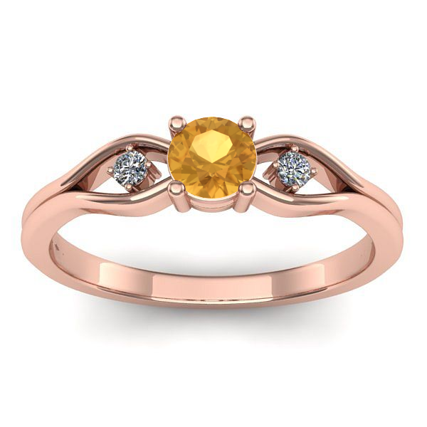 Inel logodna cu citrin rotund