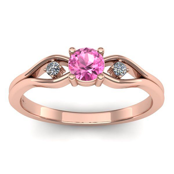 Inel logodna cu safir roz rotund