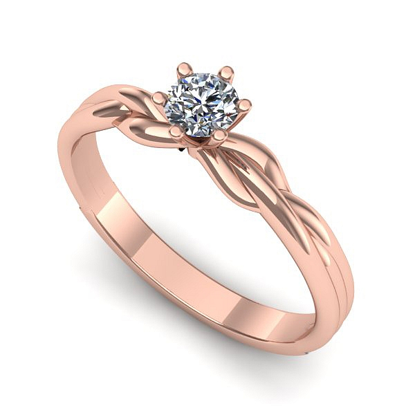 Inel de logodna din aur roz cu diamant