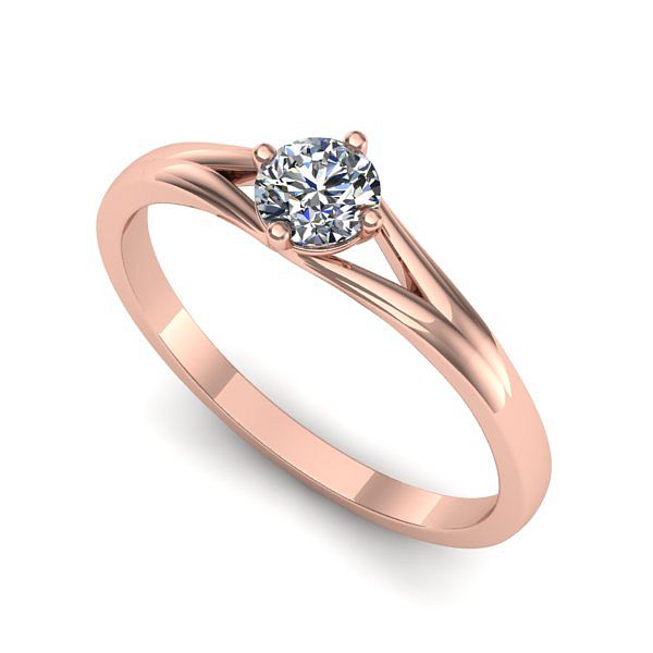 Inel logodna din aur roz cu diamant