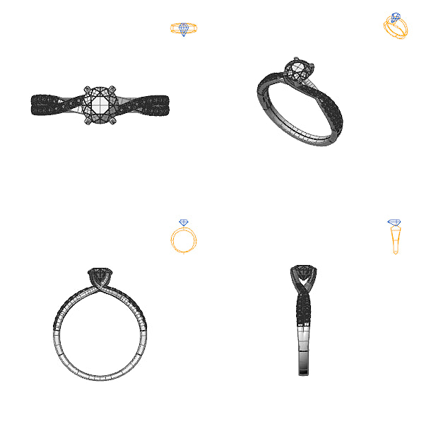 Inel sidestone cu diamant