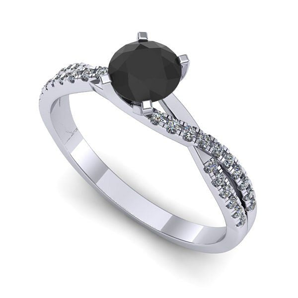 Inel din aur alb cu diamant negru