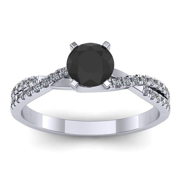 Inel de logodna cu diamant negru rotund