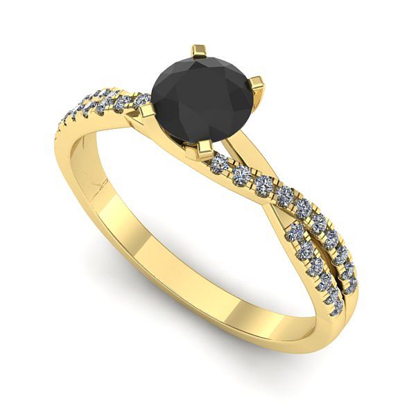 Inel de logodna din aur galben cu diamant negru