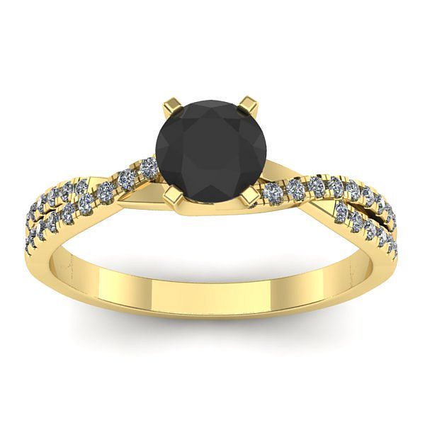 Inel de logodna cu diamant negru rotund