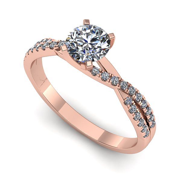 Inel din aur roz cu diamant