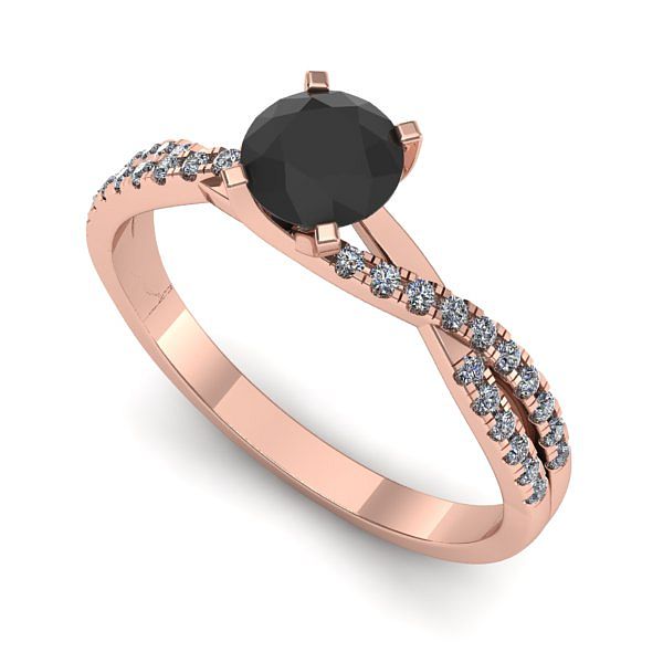 Inel din aur roz cu diamant negru