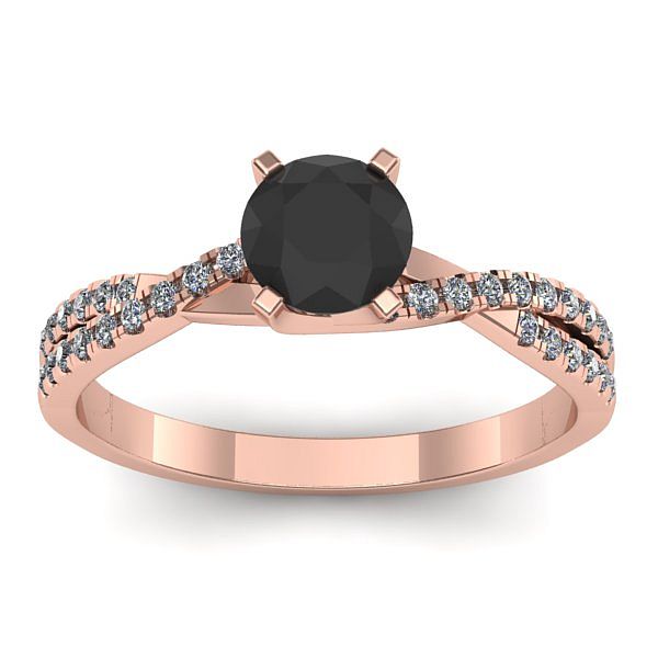 Inel logodna cu diamant negru rotund